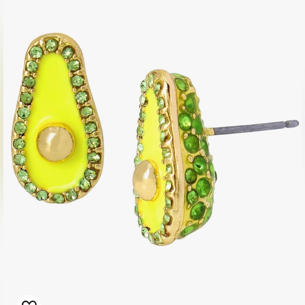 Betsey Johnson green Avocado crystal Earrings‎ brand new